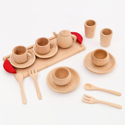 16 pieces Wooden tea set