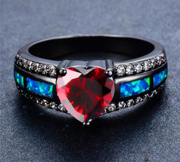 January Birthstone - Black "Gold-Filled" Heart Ring
