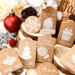 50Pcs New Year 2022 Paper Tags Christmas Tree Ornaments DIY Crafts Label Christmas Decorations for Home Xmas Tree Pendants Gifts