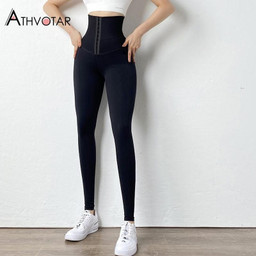Solid High Waist Leggings Women Breasted Sports Gym Girl Warm Leggins Mujer Jogging Workout Casual Push Up Legging Fitness
