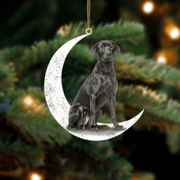 Black Labrador 2-Sit On The Moon-Two Sided Ornament