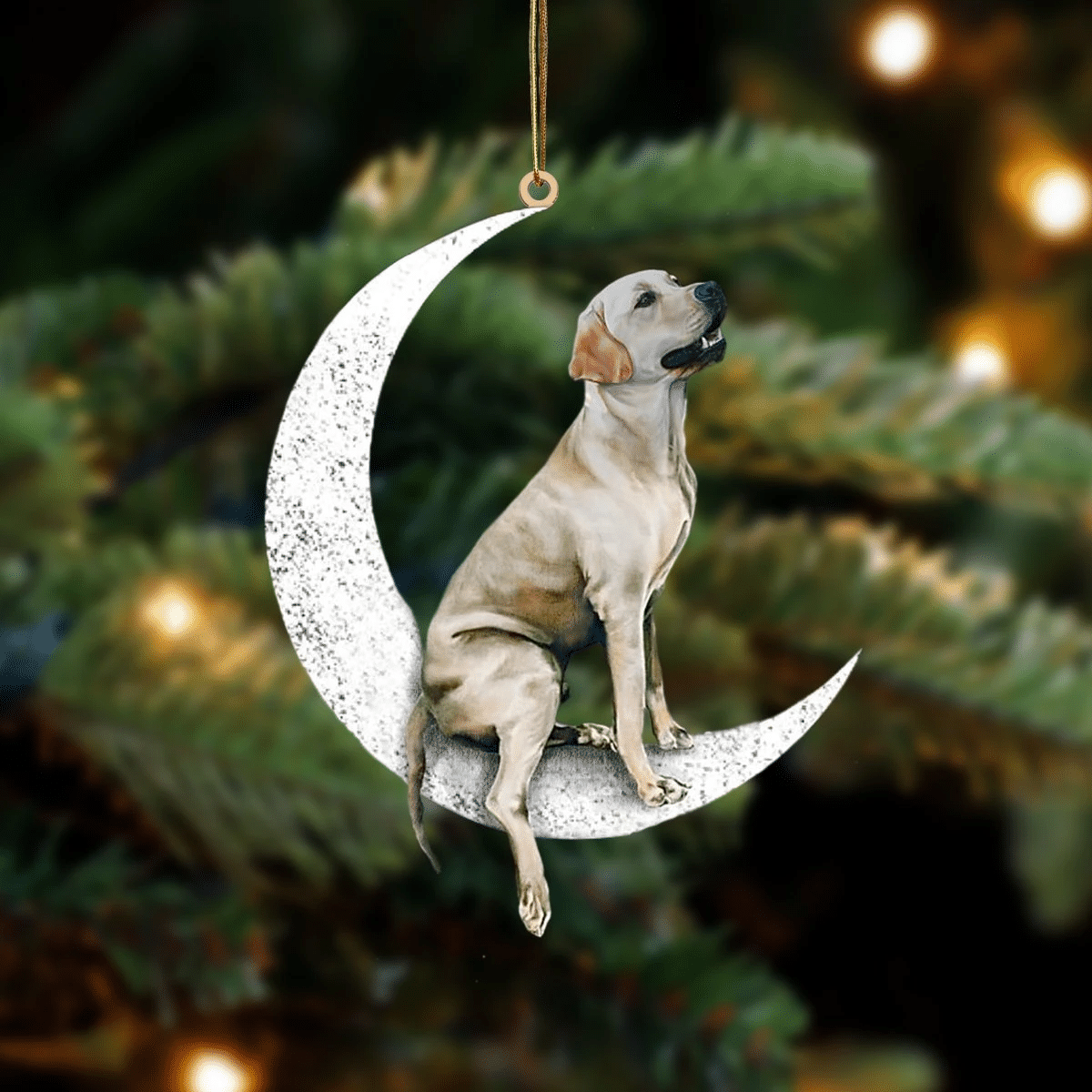 Labrador Retriever-Sit On The Moon-Two Sided Ornament