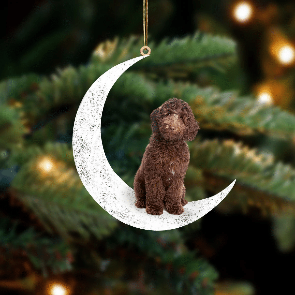 Labradoodle 2-Sit On The Moon-Two Sided Ornament