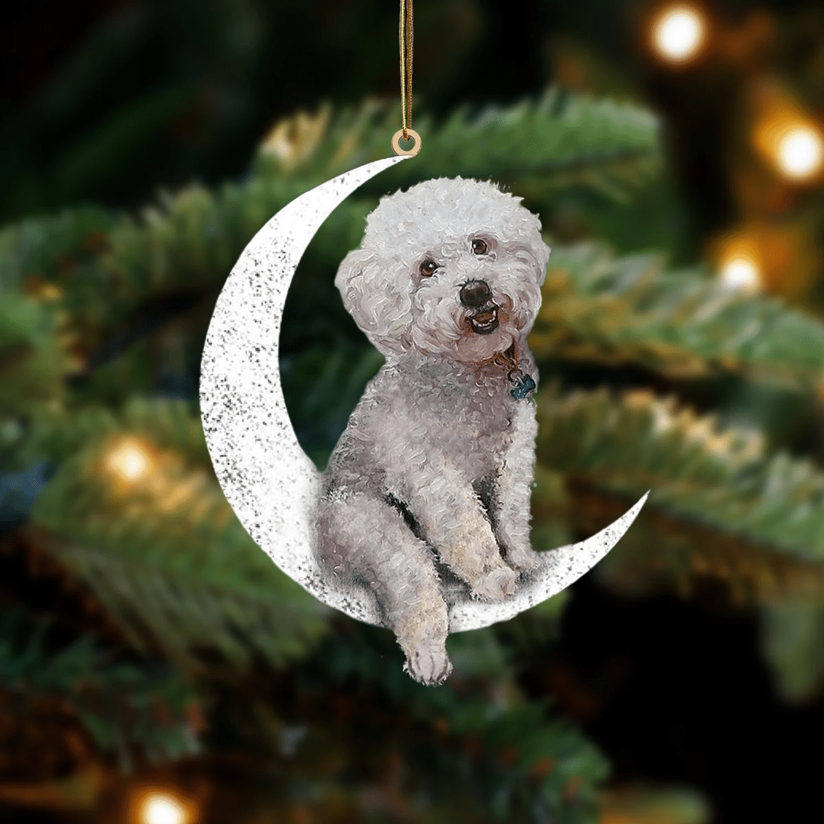 Bichon Frise-Sit On The Moon-Two Sided Ornament