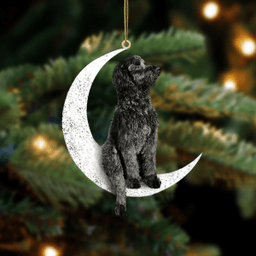 Black Goldendoodle-Sit On The Moon-Two Sided Ornament