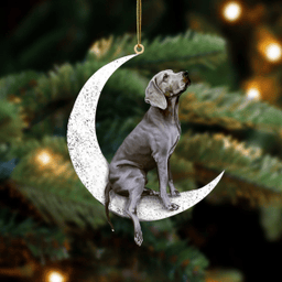 Weimaraner-Sit On The Moon-Two Sided Ornament