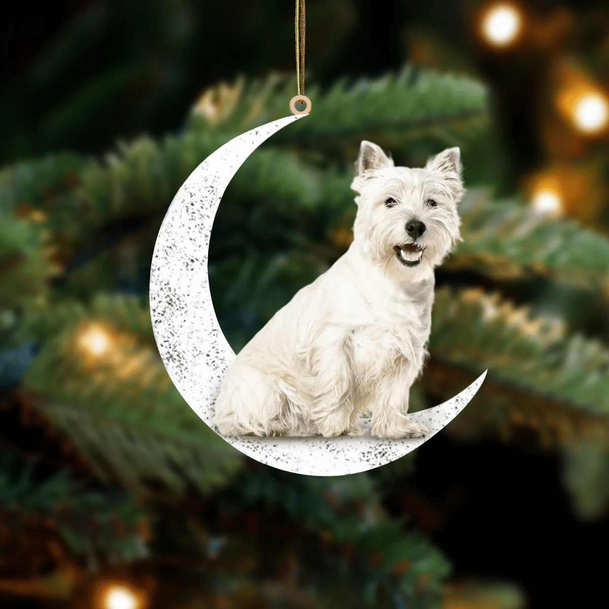 West Highland White Terrier 2-Sit On The Moon-Two Sided Ornament