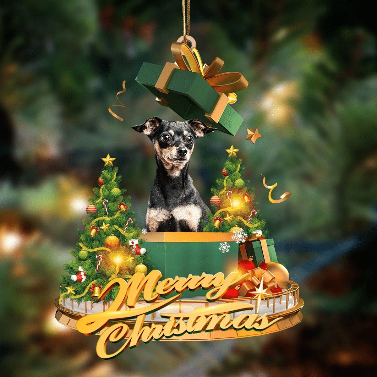 Doberman 2-Christmas Gifts&dogs Hanging Ornament