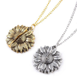 You Are My Sunshine Flower Necklace For Women Open Locket Sunflower Pendant Necklace