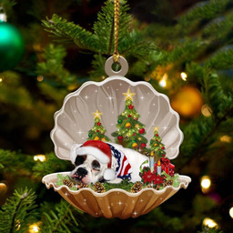 American Bulldog-Sleeping Pearl in Christmas Two Sided Ornament
