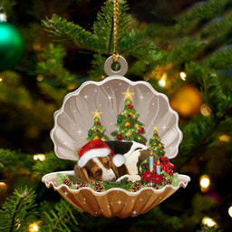 Basset Hound3-Sleeping Pearl in Christmas Two Sided Ornament