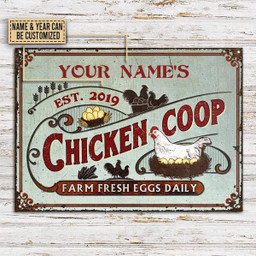 Personalized Chicken Coop Fresh Eggs Daily Turquoise Custom Classic Metal Signs