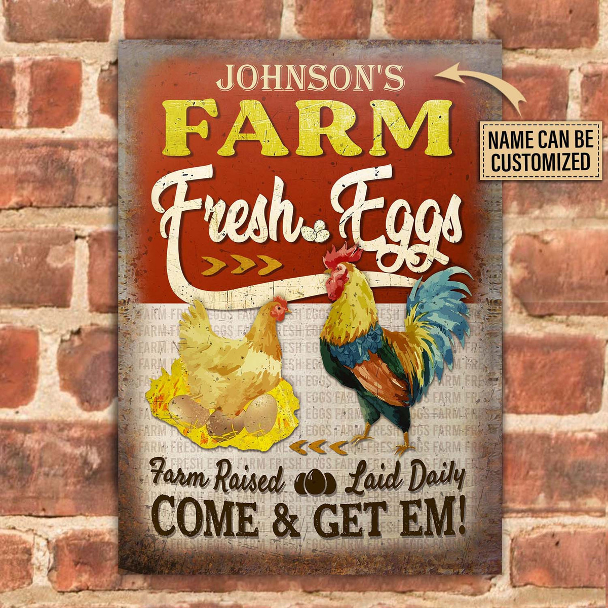Personalized Chicken Fresh Eggs Vintage Metal Sign
