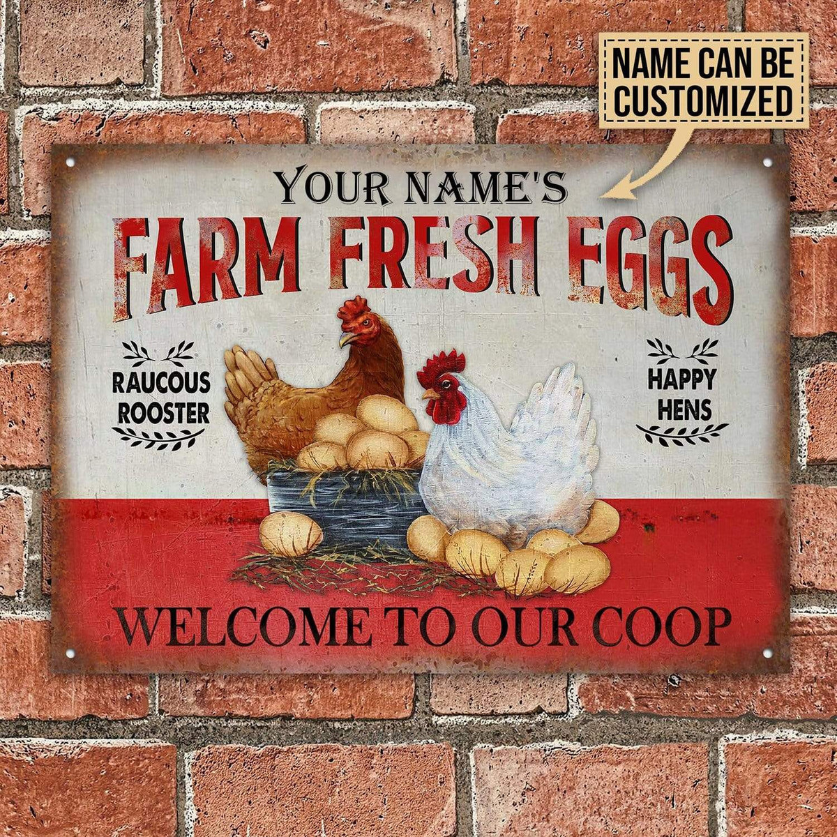 Personalized Chicken Welcome To Our Coop Customized Classic Metal Signs