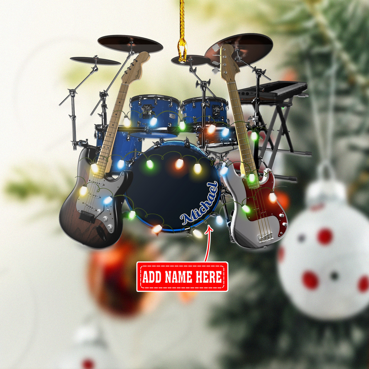 Personalized Blue Drum Set And Guitar XS0511023YC Ornaments