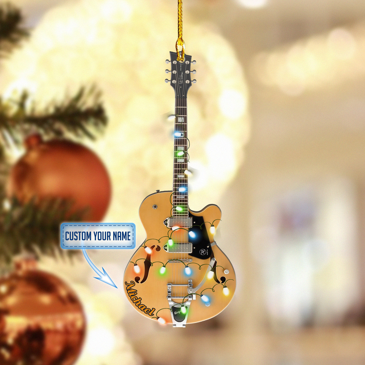 Personalized Brown Jazz Guitar XS0511014YC Ornaments