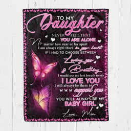 To My Daughter Love You From Mom Butterfly Pink Blanket