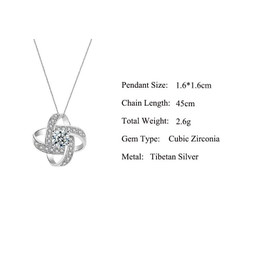 Lucky Knot Crystal Women Necklace Mother's Day Gift Four Leaves Pendant Necklaces Mom Birthday Jewelry