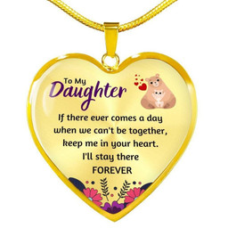 To My Daughter Heart Shape Pendant Necklace for Women Bear Necklace Gifts for Daughter From Love Mom Dad Birthday Gift Jewelry