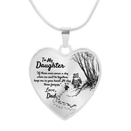 To My Daughter Heart Necklace Heart Pendant Neckchain Bear Necklace Gifts for Daughter From Love Mom Dad Birthday Gift Jewelry