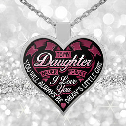 Mom Dad To Daguhter Metal Chain Necklace Epoxy Resin Love Heart Shape Pendant Necklace for Women Girls Family Jewelry Gift