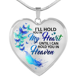 Exquisite Butterfly Heart Pendant Necklace I Will Hold You In My Heart Necklace Memorial Necklace Christmas Jewelry Gift