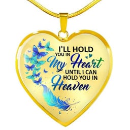 Exquisite Butterfly Heart Pendant Necklace I Will Hold You In My Heart Necklace Memorial Necklace Christmas Jewelry Gift
