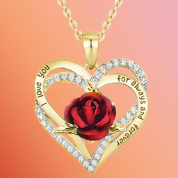 Exquisite Fashion Couple Love Rose Necklace Lady Elegant Jewelry Accessories Banquet Wedding Valentine's Day Anniversary Gift