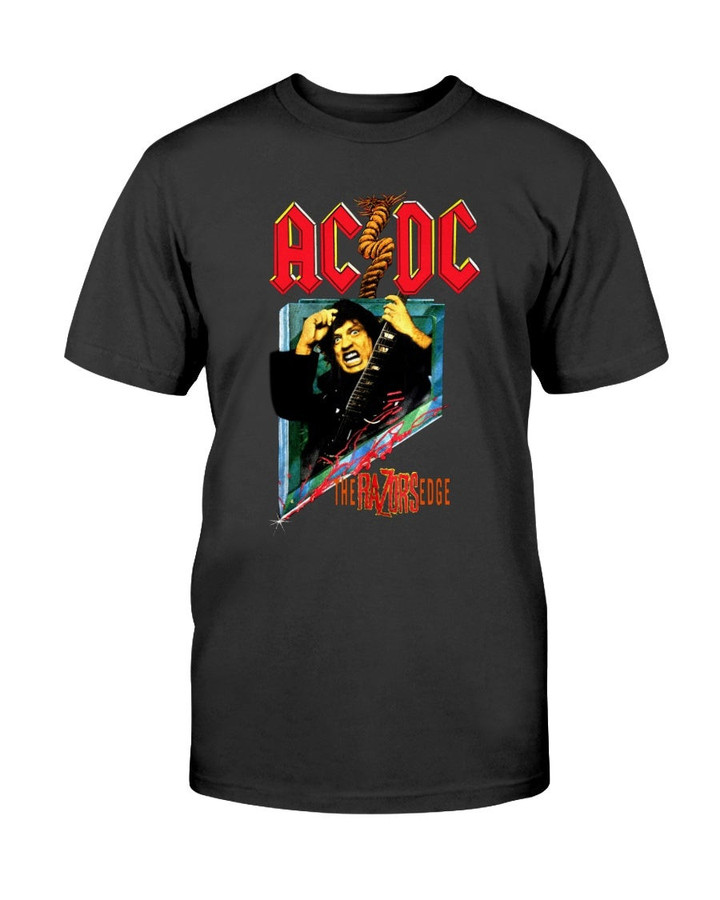 Vintage Ac Dc 1990 The Razors Edge Heavy Metal 90S Concert Tour Angus T Shirt 211108