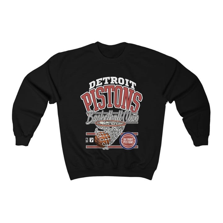 Vintage 90S Logo 7 Detroit Pistons Big Print Sweatshirt 211015