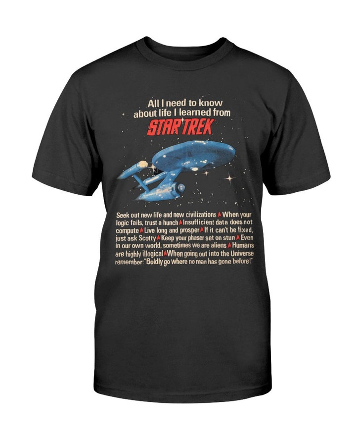 Vintage 90S Star Trek All I Need To Onow I Learned From Sci Fi Horror T Shirt 090121