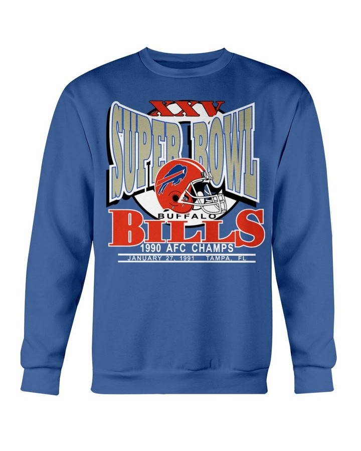 Vintage 1990 Buffalo Bills Afc Champs Super Bowl Xxv Sweatshirt 090321
