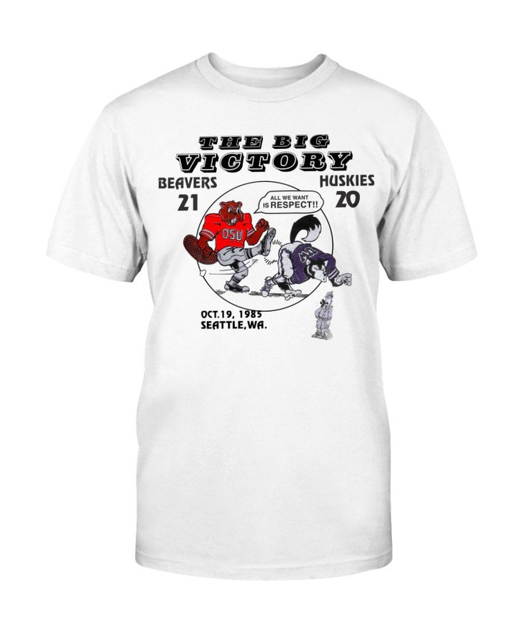 Vintage Big Victory Tshirt 1985 Osu Beavers Vs Washington Huskies Oregon State Football T Shirt 090921