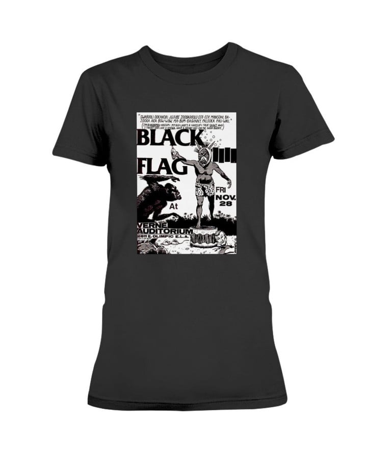 Vintage 70S 80S Black Flag Punk Rock Ladies T Shirt 090621