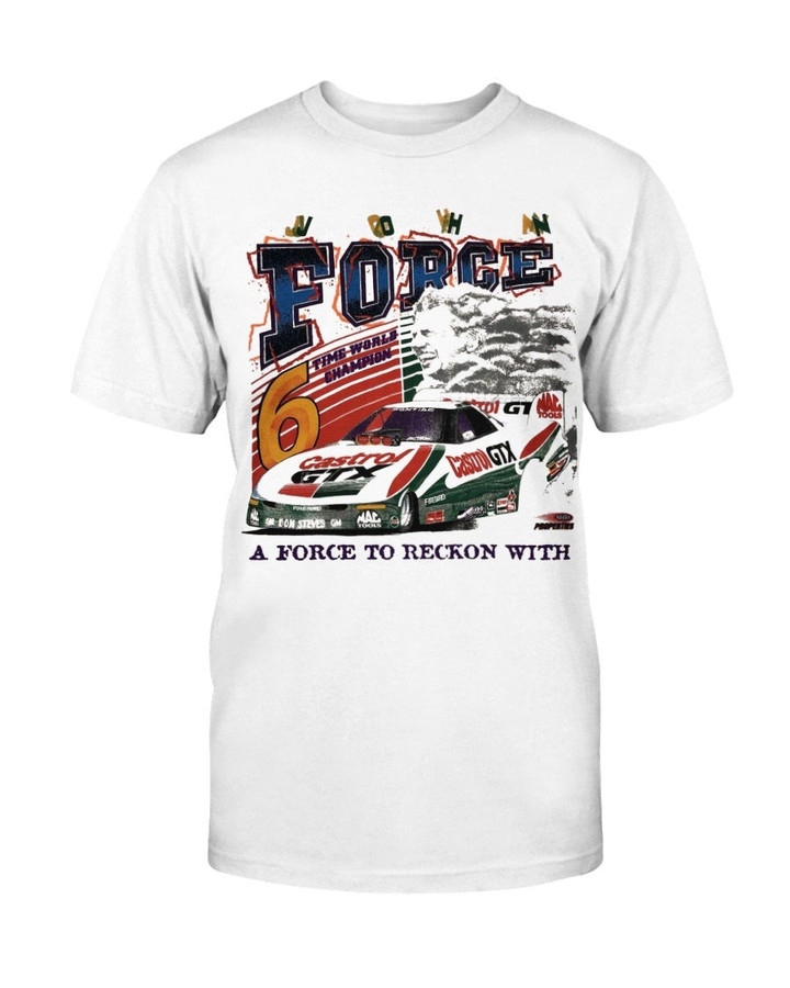John Force Autograph Drag Race T Shirt 090421