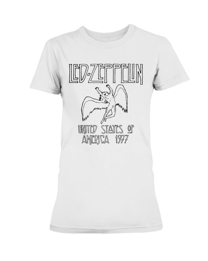 Led Zeppelin United States Of America 1977 Ladies T Shirt 090421