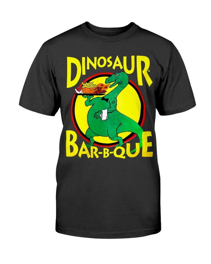 Vintage 90S Deadstock Dinosaur Barbecue Live Fast Eat Well Syracuse Ny Tyrannosaurus Rex T Shirt 071421
