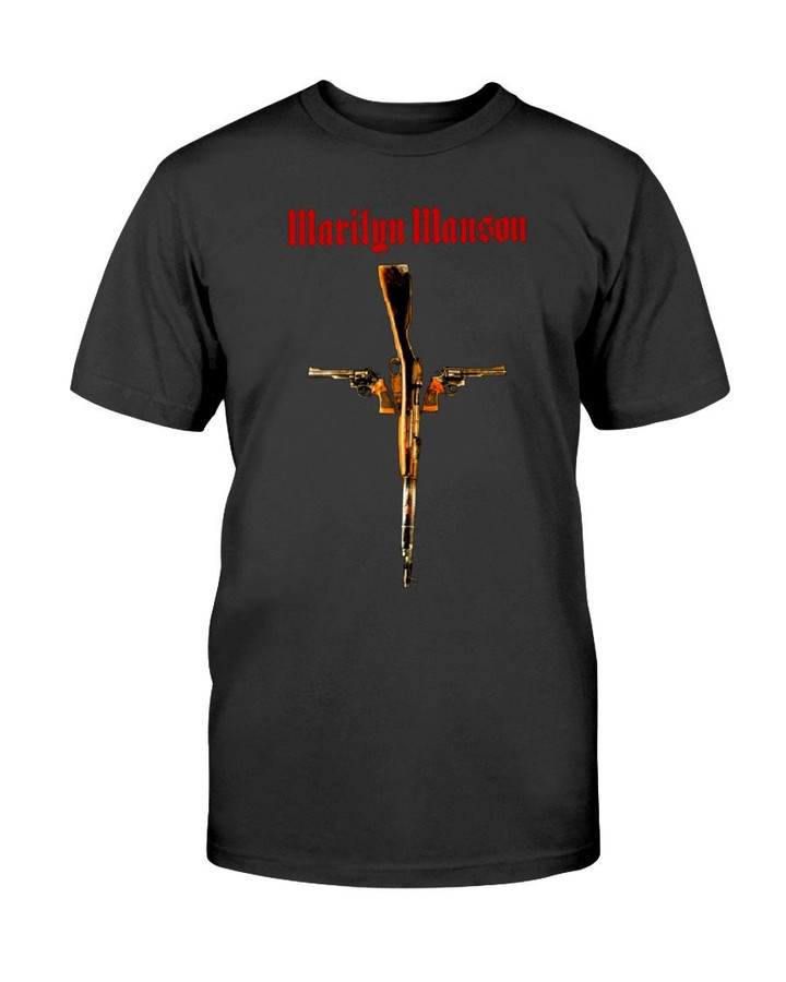 Marilyn Manson Vintage Shirt Guns God And Governt Rifles Pistols Heavy Metal Shock Rock Tour Rare 90S Industrial T Shirt 072621