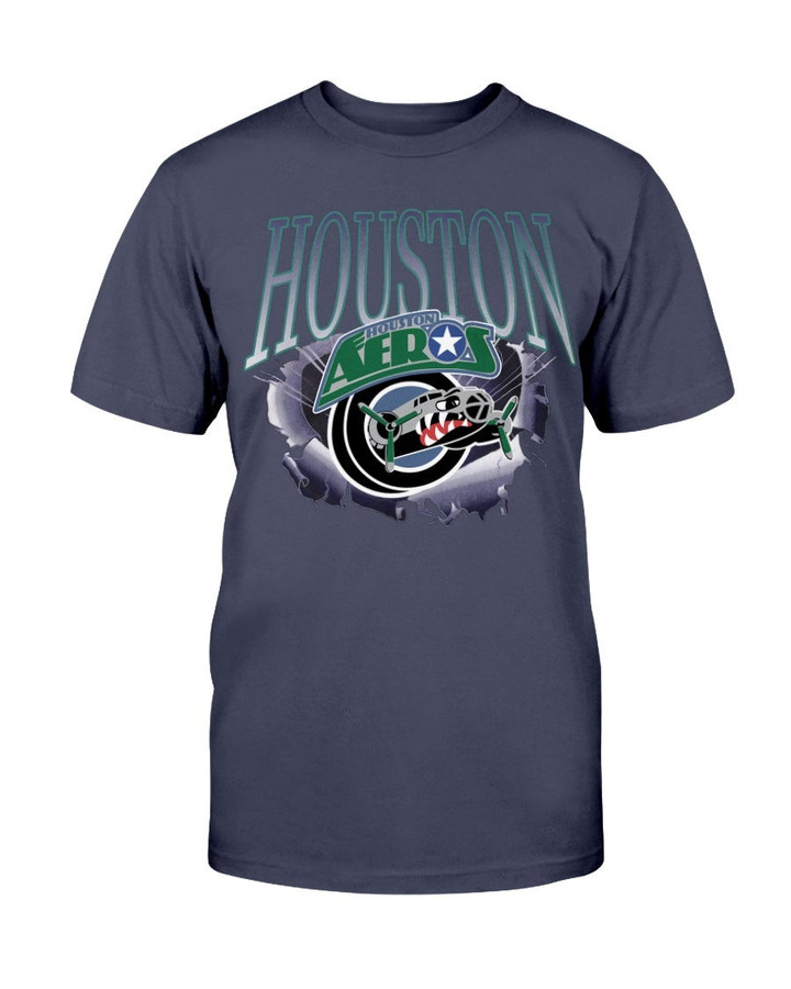 Vintage 90S Houston Aeros American Hockey League Ihl Wha T Shirt 072021