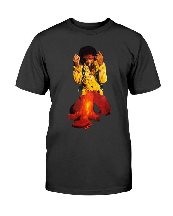Vintage Jimi Hendrix Shirt Vintage Original Jimi Hendrix Fire Burning Fear Of God Reissue Shirt Psychedelic Rock Tour Album T Shirt 071121