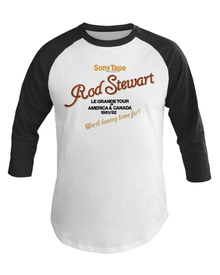 80S Rod Stewart Tonight I Yours Le Grande Tour 34 Sleeve Raglan Shirt 071721