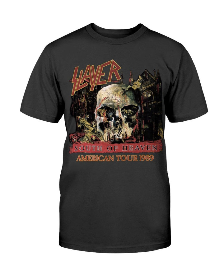 Vintage Slayer South Of Heaven American Tour 1989 Metallica Nirvana Soundgarden Bolt Thrower Obituary Napalm Death Burzum T Shirt 071121