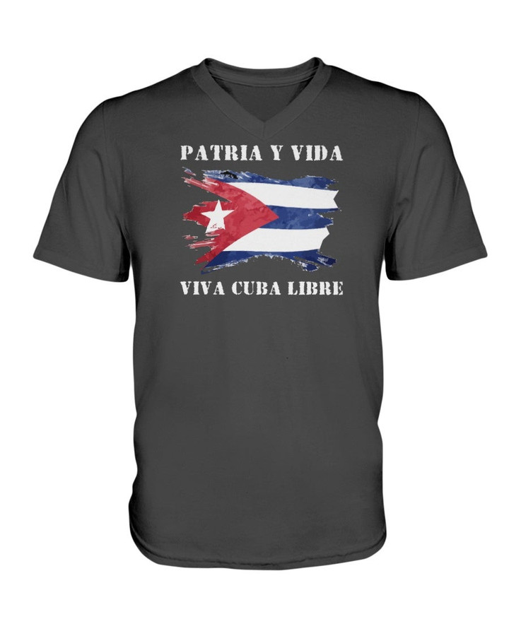 Patria Y Vida Cuba Libre Flag Vintage Ladies Fan Favorite V Neck Tee 071321