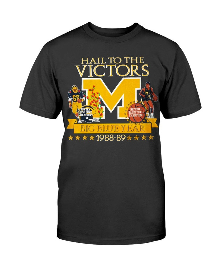 Vtg 88 89 University Of Michigan Wolverines Hail To The Victors National Championships T Shirt 072021