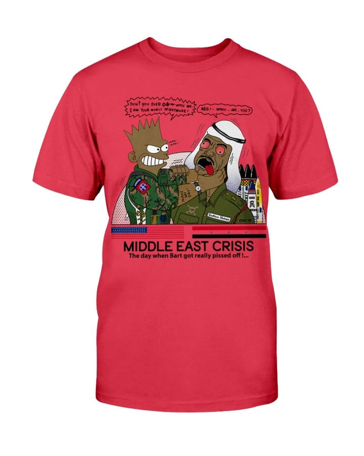 Vintage Bart Middle East Crisis Shirt Bootleg Simpsons Saddam Hussein 1991 T Shirt 071021