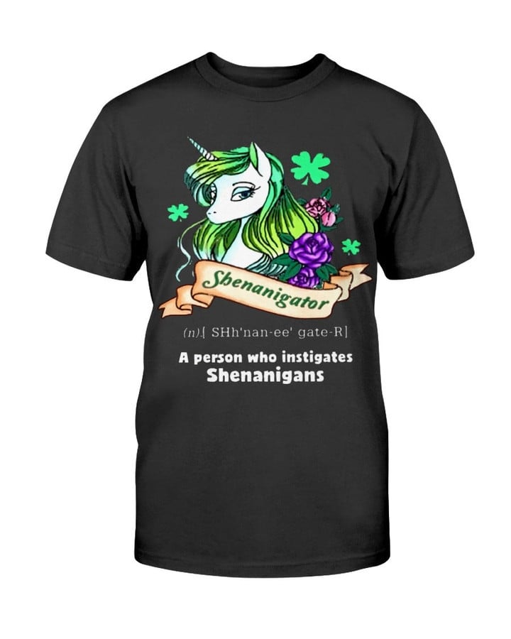 Shenanigator A Person Who Instigates Shenanigans Unicorn Solid Colors T Shirt 071521