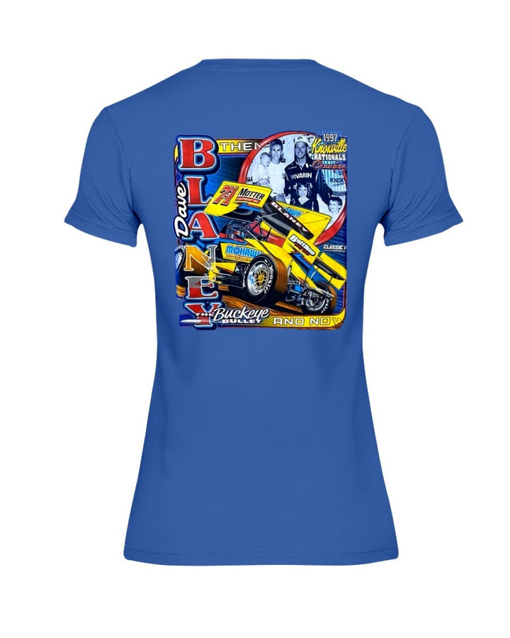 Vintage Y2K 2000S Dave Blaney Sprint Car Dirt Track Racing Blue Graphic Ladies T Shirt 062921