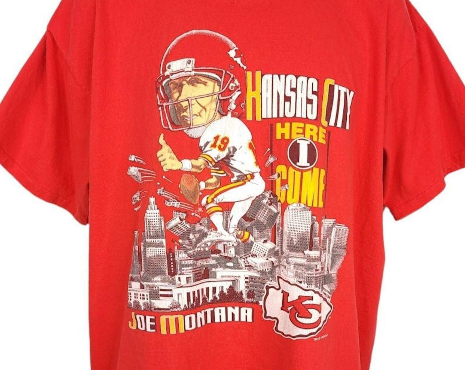 Kansas City Chiefs T Shirt Vintage 90s Joe Montana Football Usa S