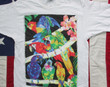 Vintage 1990s Philadelphia Zoo Barbara Wallace Art Graphic T shirt Fine Art Parrot Macaw Bird Dolphin Shirt Co Philly Painting