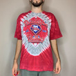 Vintage 90s Philadelphia Phillies Red And Grey Tie Dye Lee T Shirt